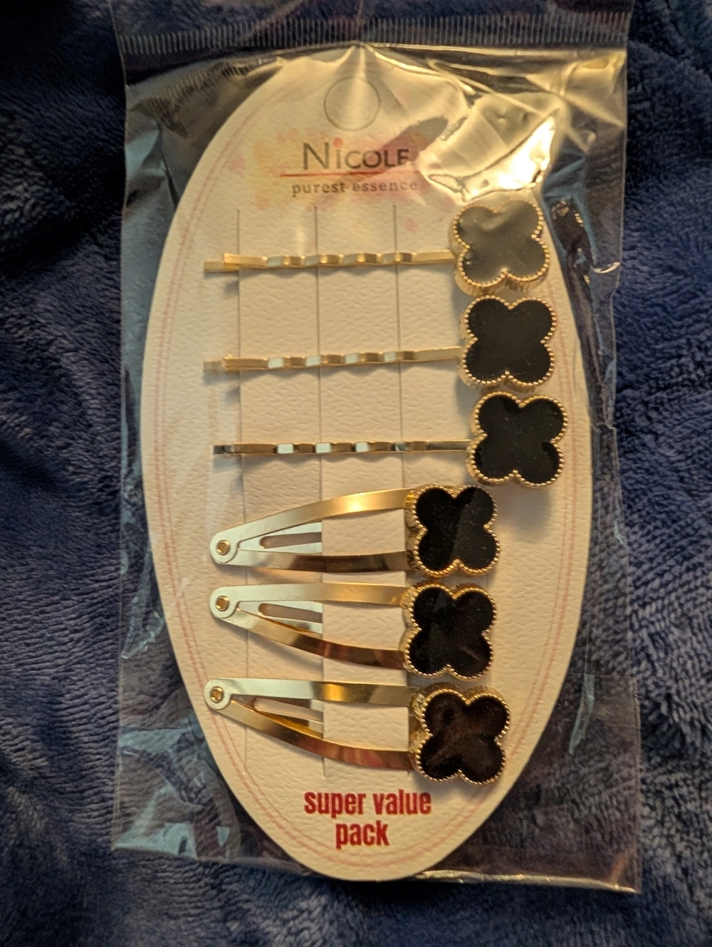 Nicole Black Clover Hair Clip Set - 8 Piece Super Value Pack
